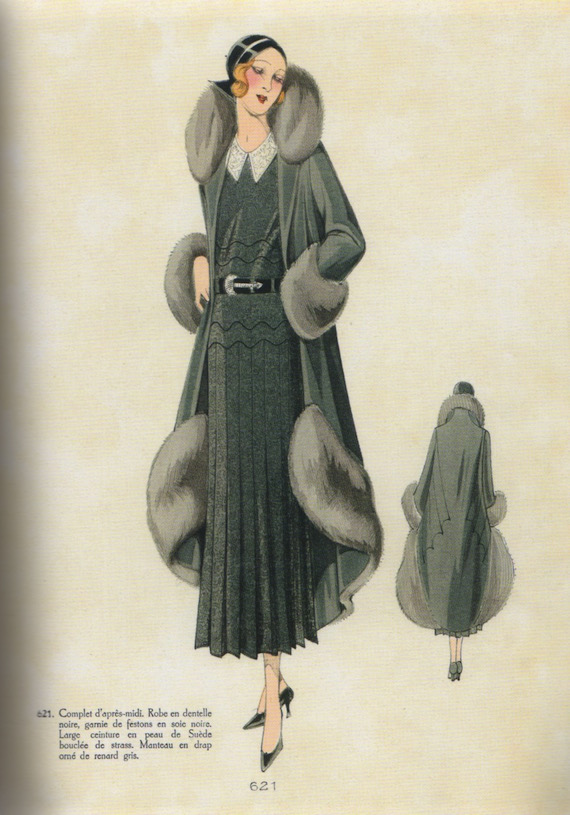 1930s Ensemble with fur trim. 1930s Ensemble with fur trim.