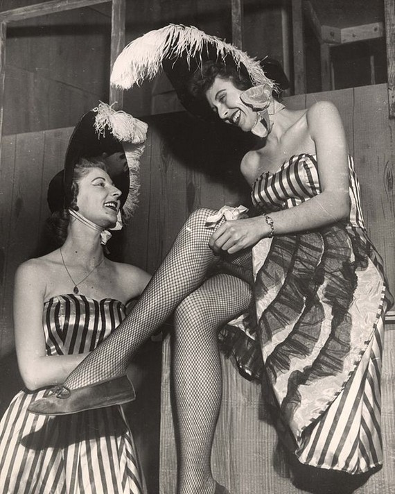 Fancy Dresses - Two student performers in costume. 1950 Fancy Dresses - Two student performers in costume. 1950